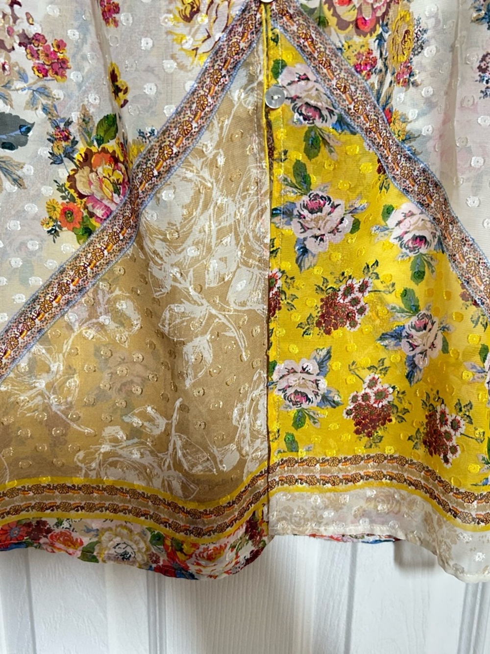 Fig & Flower Sz M Bohemian Floral Patchwork Tank Lace Crochet Overlay Top - Picture 13 of 15